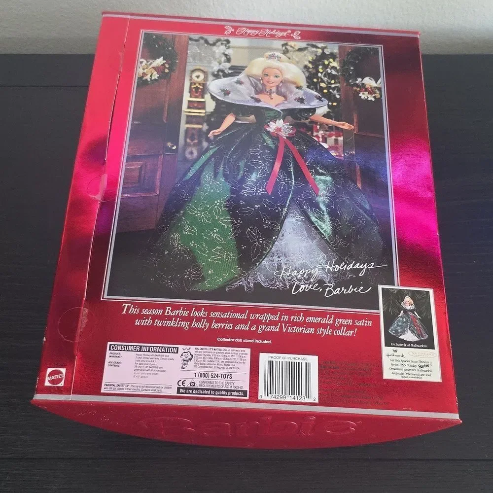 BRAND NEW 1995 HAPPY HOLIDAYS BARBIE SPECIAL EDITION IN SILVER GREEN GOWN R3